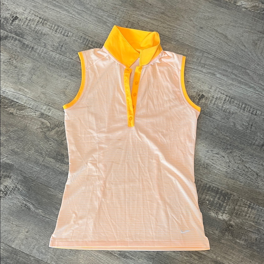 Nike Peach and Yellow Sleeveless Polo